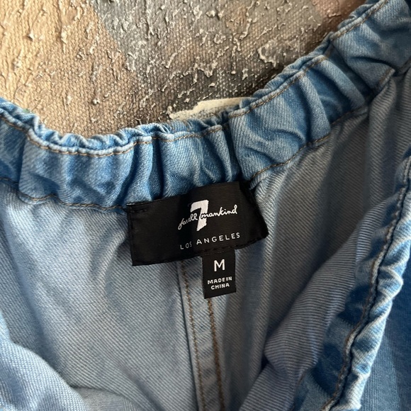 7 For All Mankind Denim Off-Shoulder Mini Dress - Picture 4 of 6